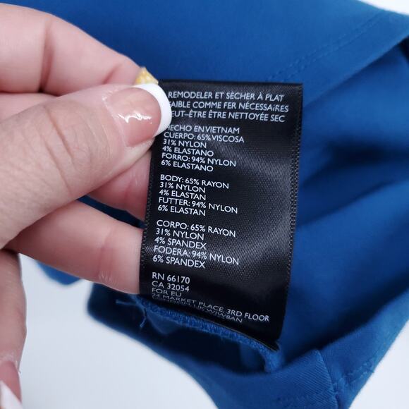 Silence+Noise Event Y2K Blue Fit&Flare Mini Skater Dress Geometric Bac CutOut S - Picture 7 of 13